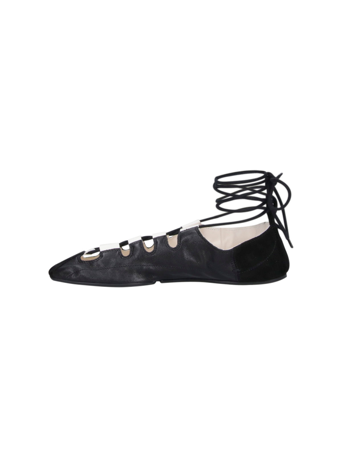 Black Pointed Toe Cut-Out Ankle Flats