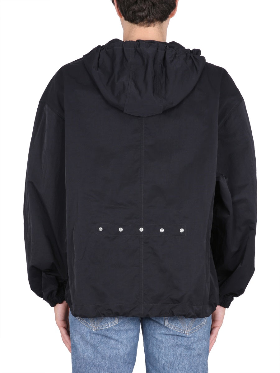 Minimalistic Jacket with Adjustable Hood and Pouch Pocket