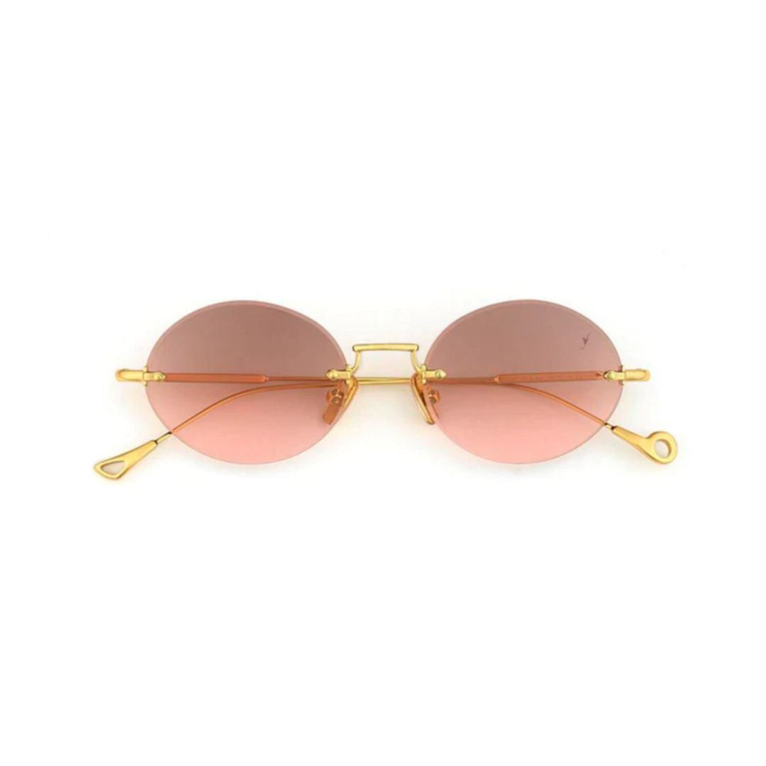 Met C.4-44 Round Rimless Sunglasses with Pink-Tinted Lenses