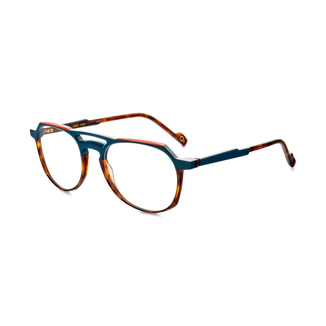 Jordi Two-Tone Rounded Frame Eyeglasses with Keyhole Bridge