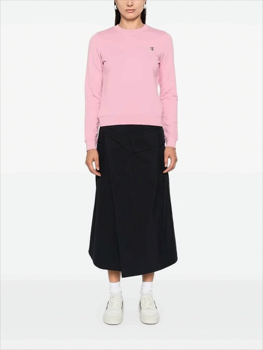 Long-Sleeved Crewneck Top With Relaxed Fit And Embroidered Detail