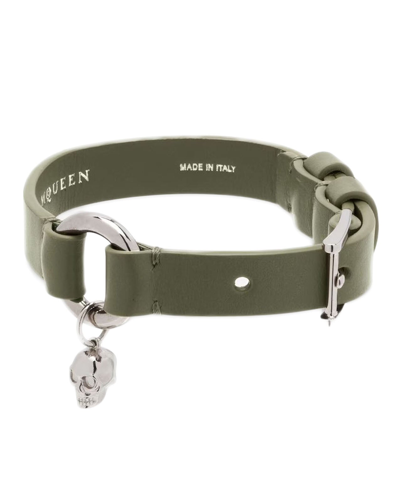 Skull Ring Leather Bracelet Green