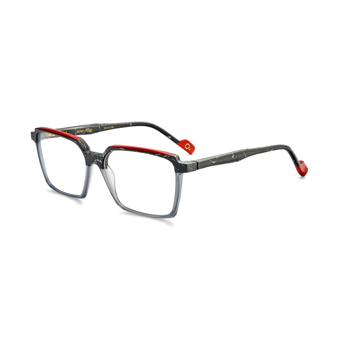 Zeitan Marbled Black Square Frame Sunglasses with Red Accents