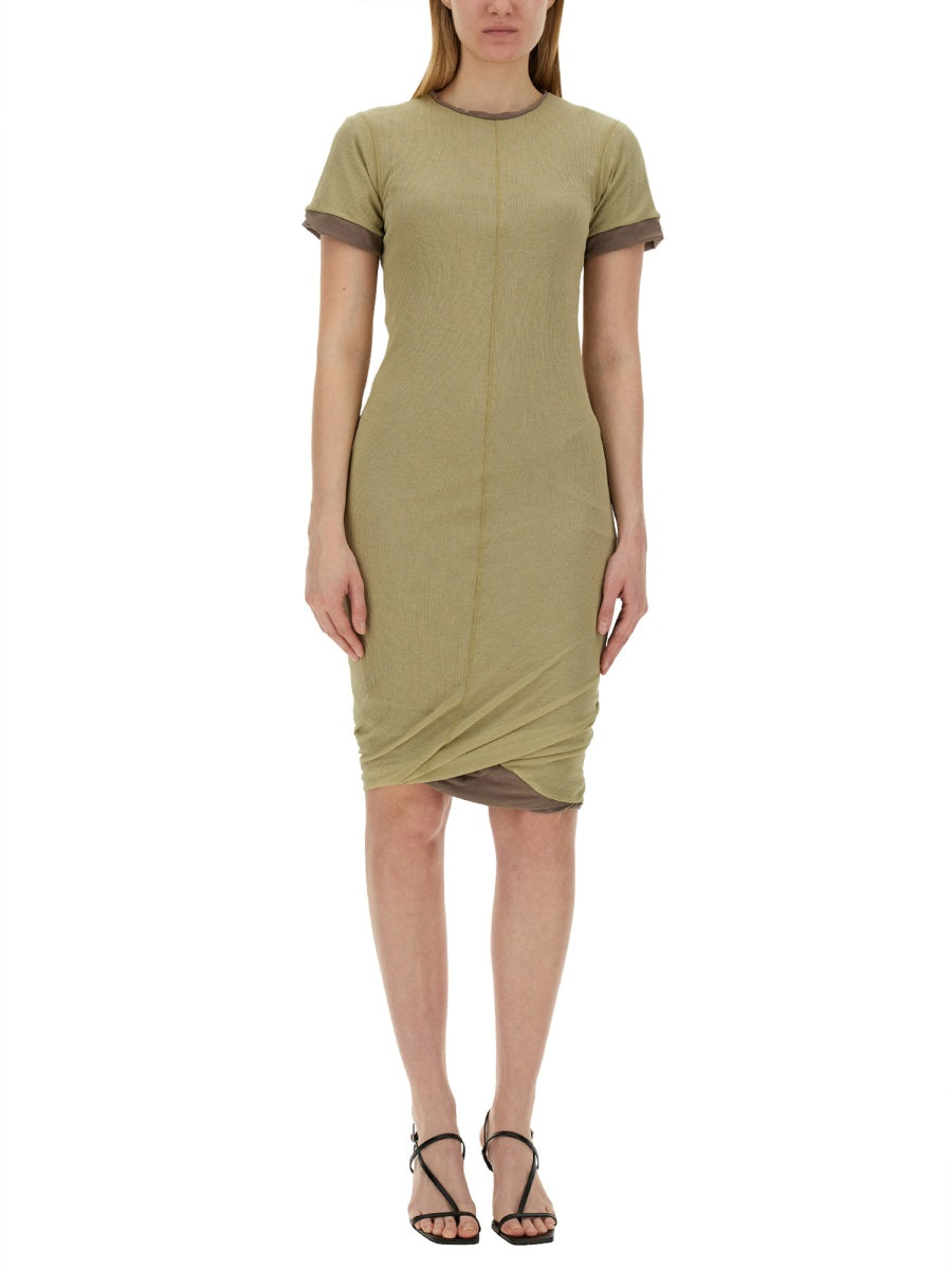 Fitted Mini Dress With Layered Hem And Contrasting Trim