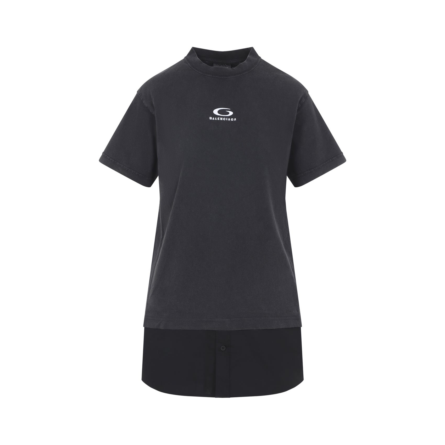 Layered High-Neck Cotton Dress
