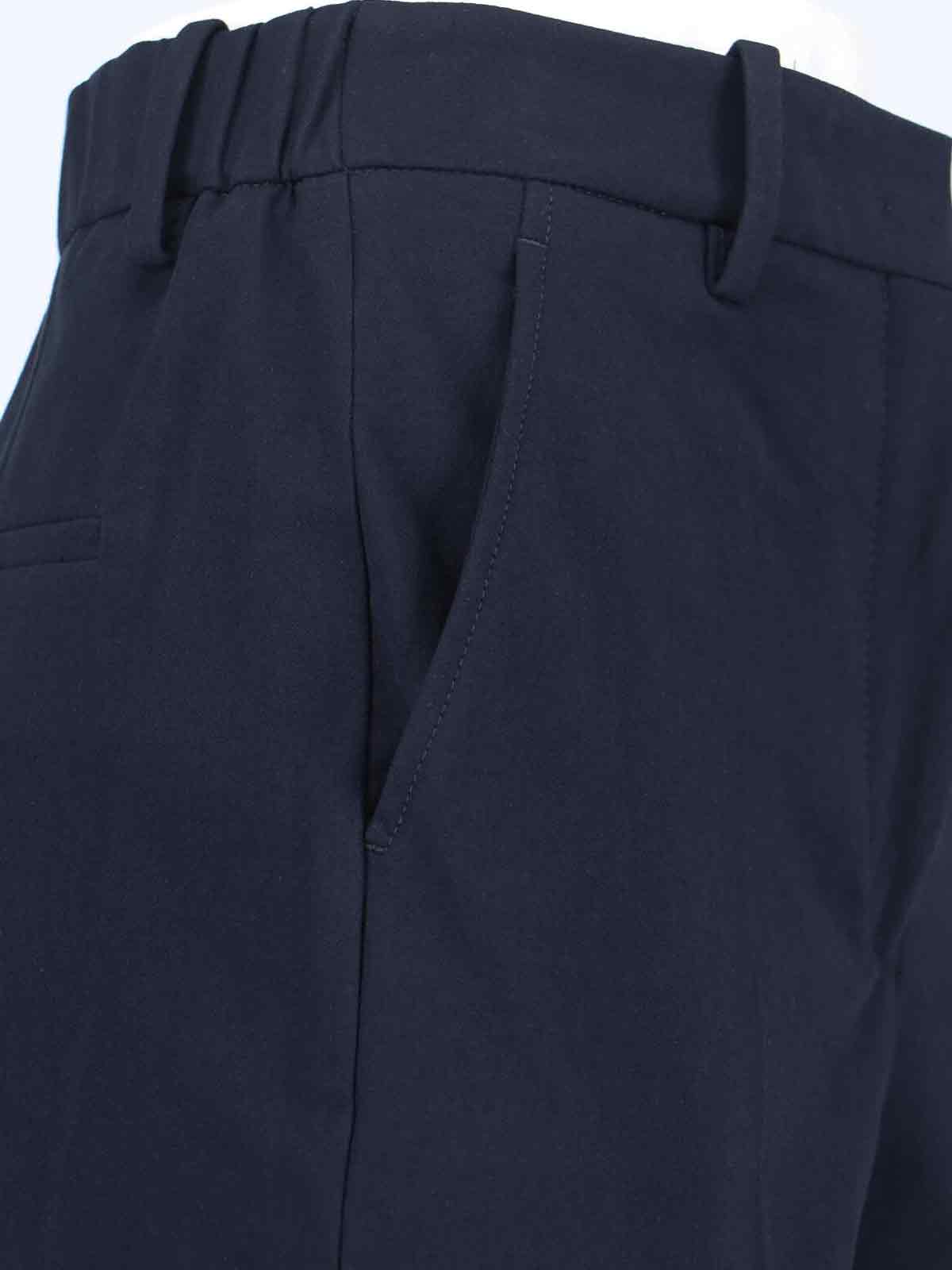 Navy Cotton Pants With Mid-Rise Waist