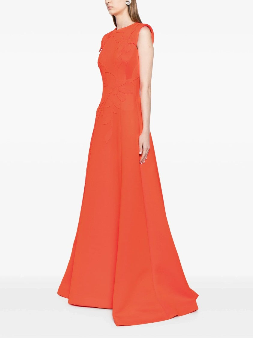 Neoprene Dress With Floral Embroidery