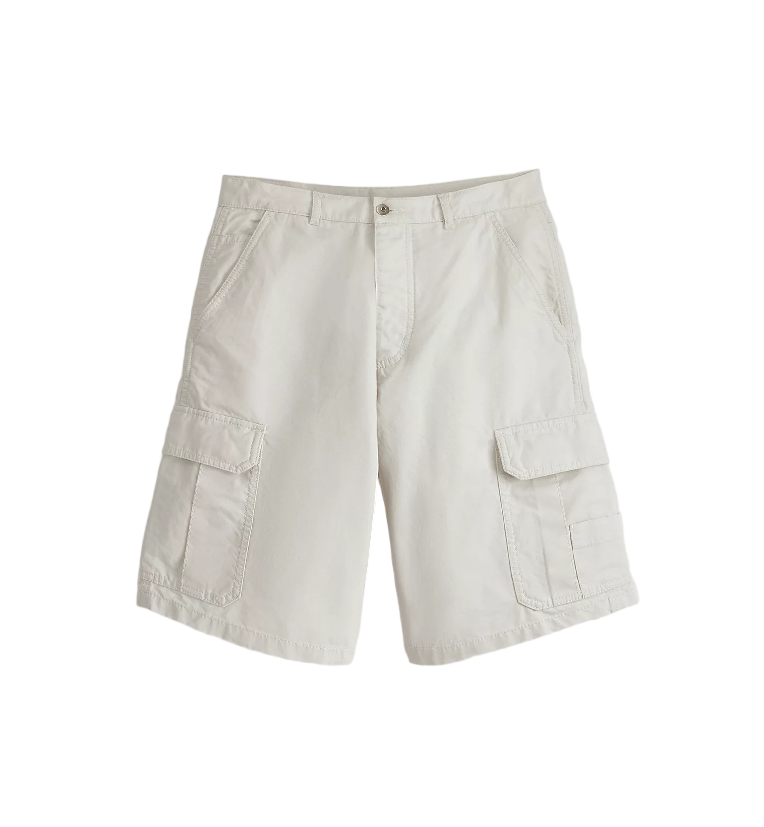 Straight-Cut Minimalist White Cotton Shorts