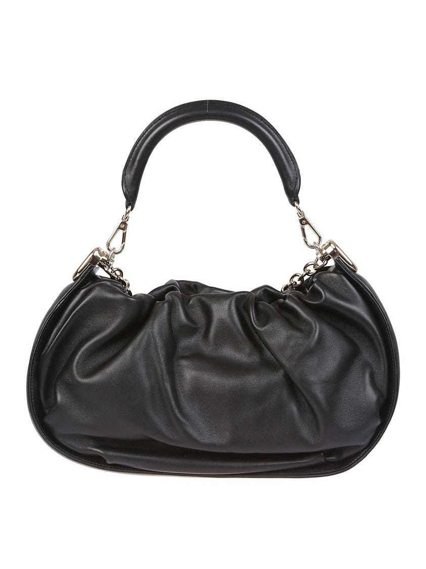Gathered Lambskin Handbag With Structured Handle