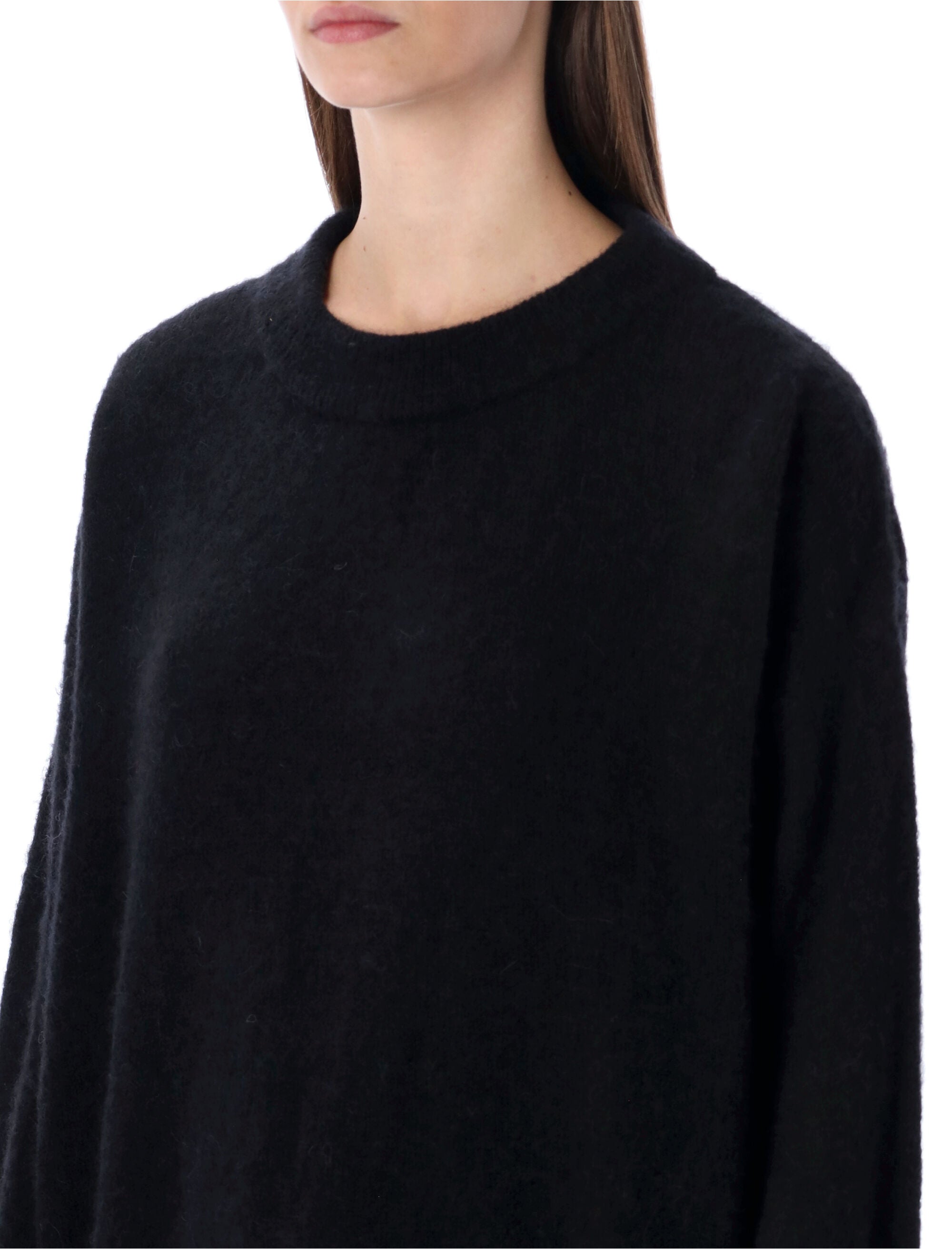 Loose Fit Knit Sweater with Boat Neckline in Premium Yarn