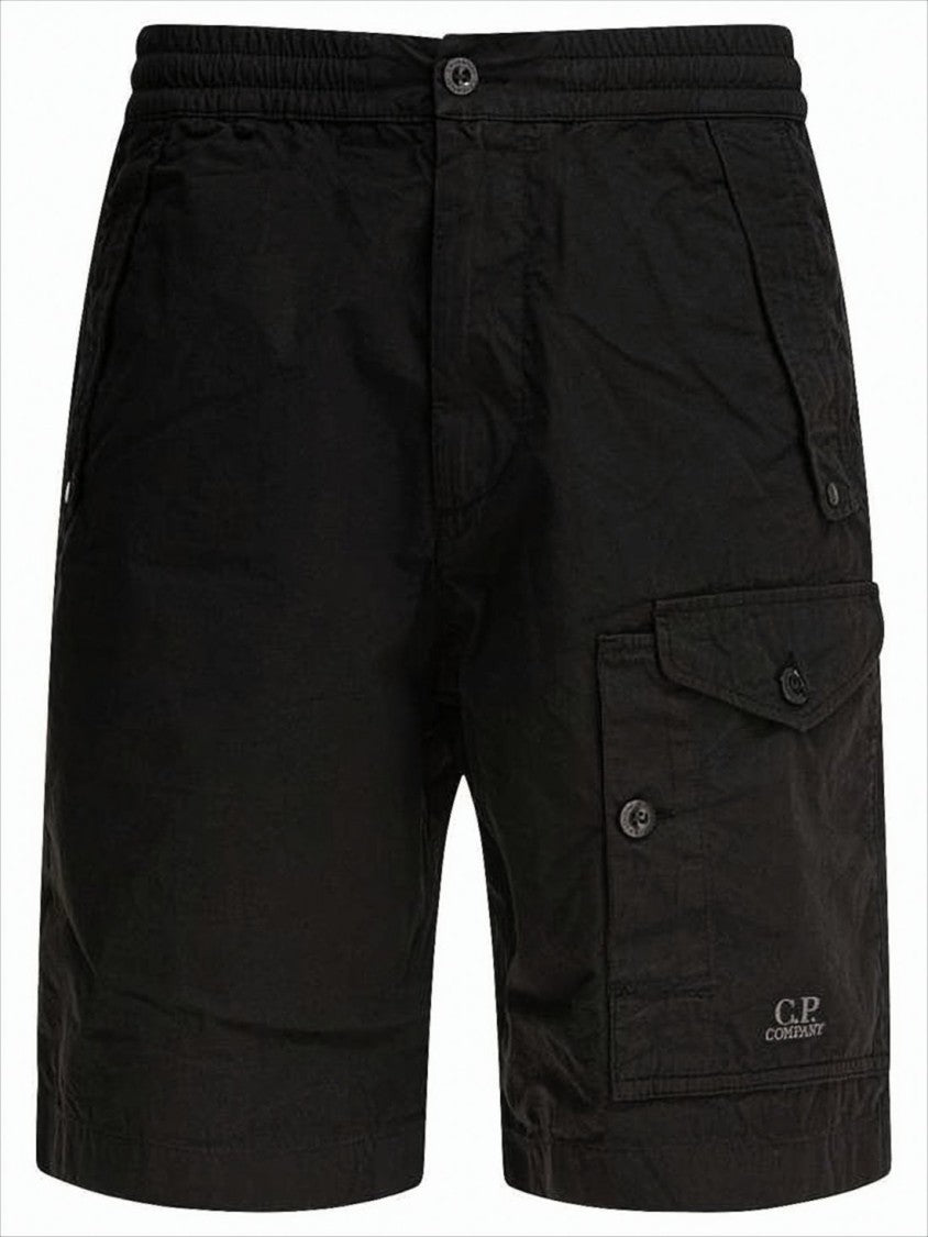 Relaxed Fit Black Shorts with Button Closure