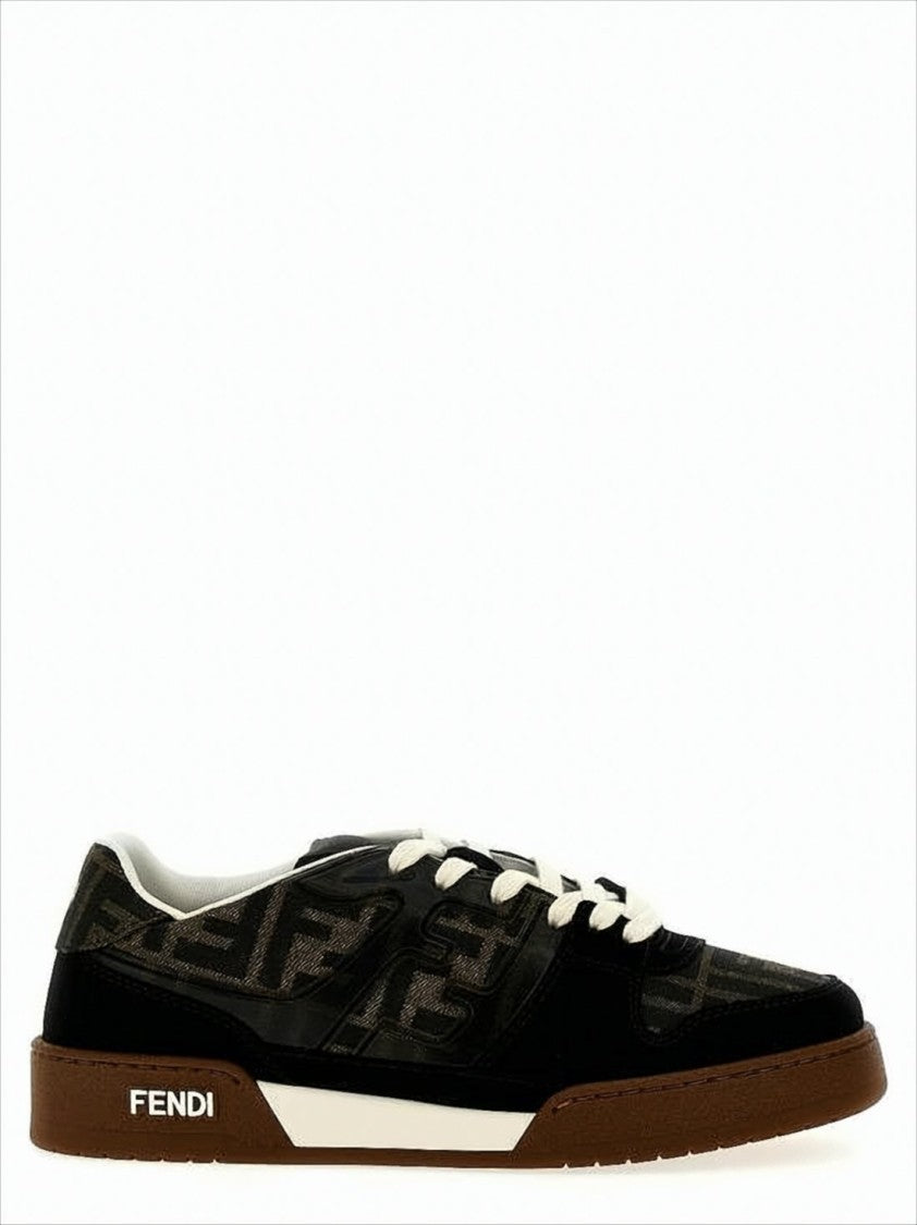 Monogram Pattern Low-Top Sneakers with Calf Leather
