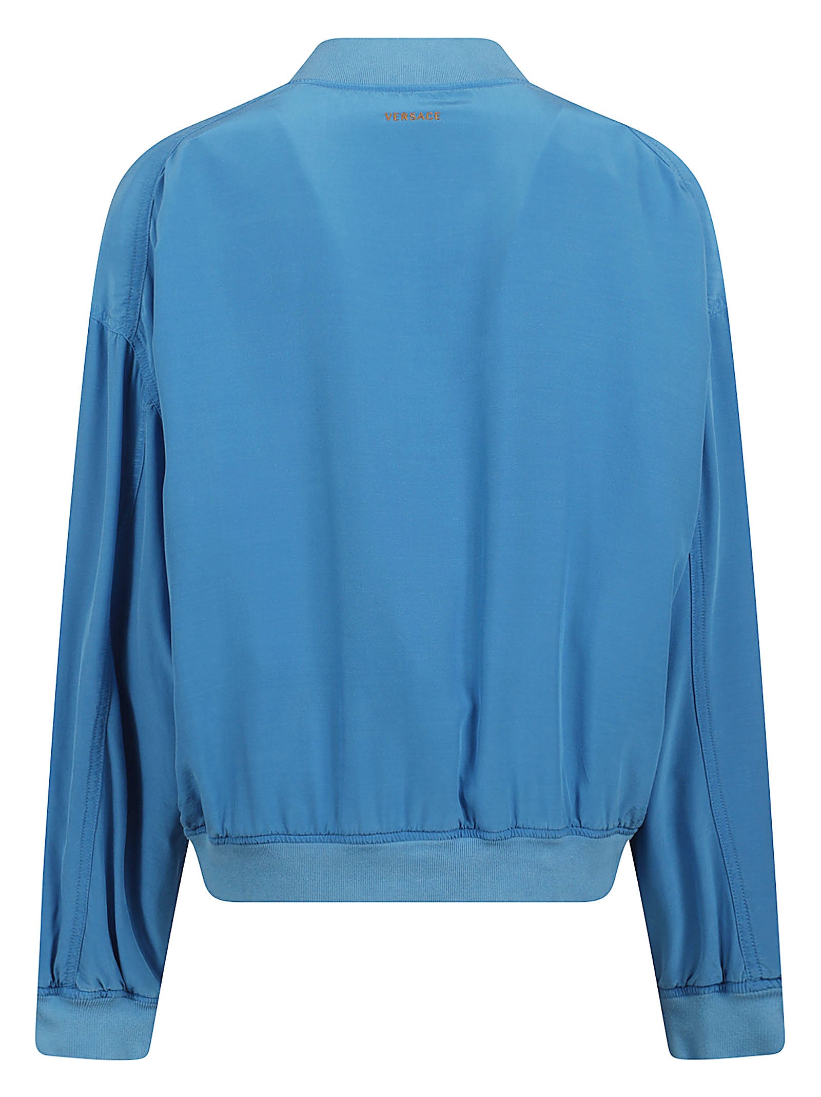 Cropped Blue Jacket with Front Zipper