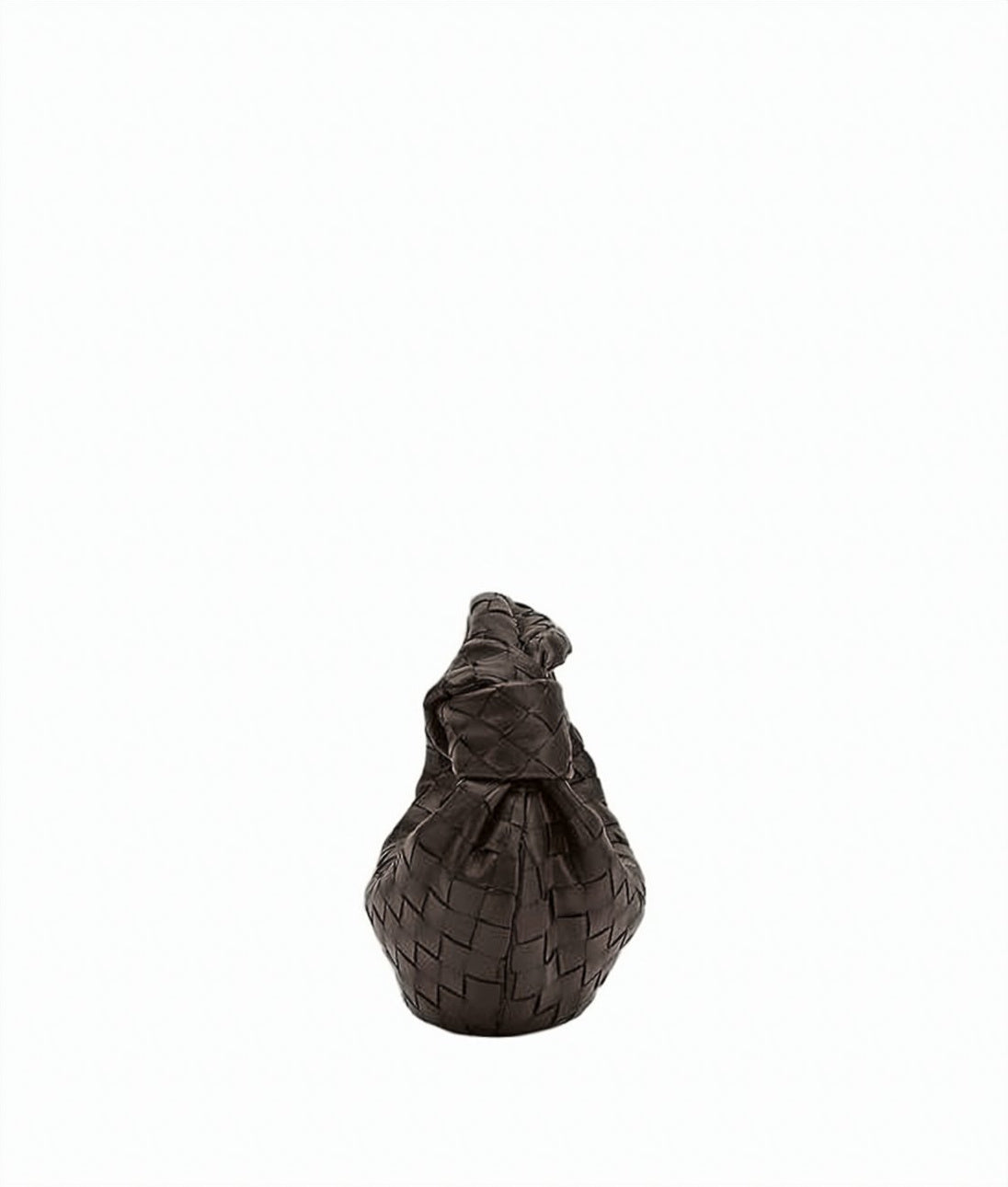 Mini Crescent-Shaped Handbag with Woven Pattern and Knotted Handle