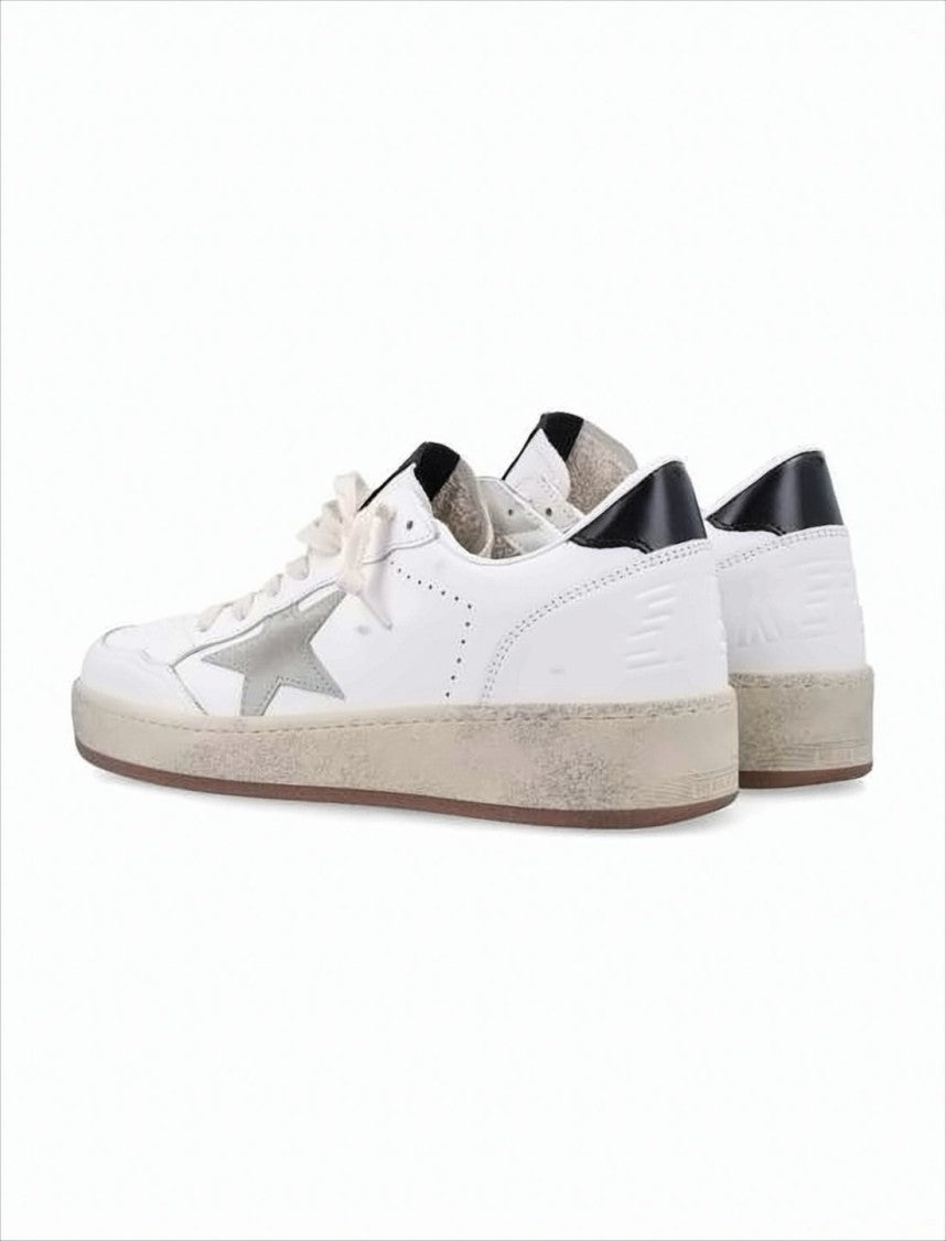 Distressed White Low-Top Sneakers with Signature Star