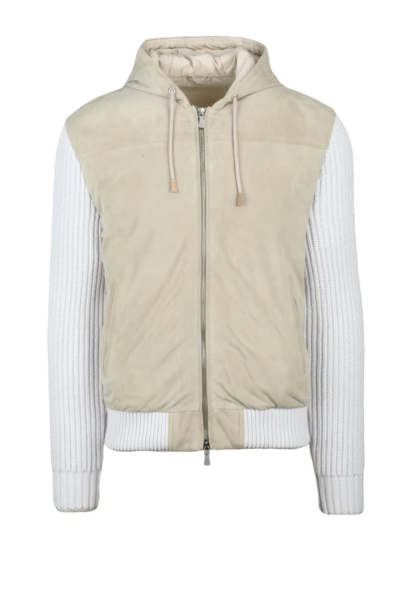 Suede Down Jacket - Beige