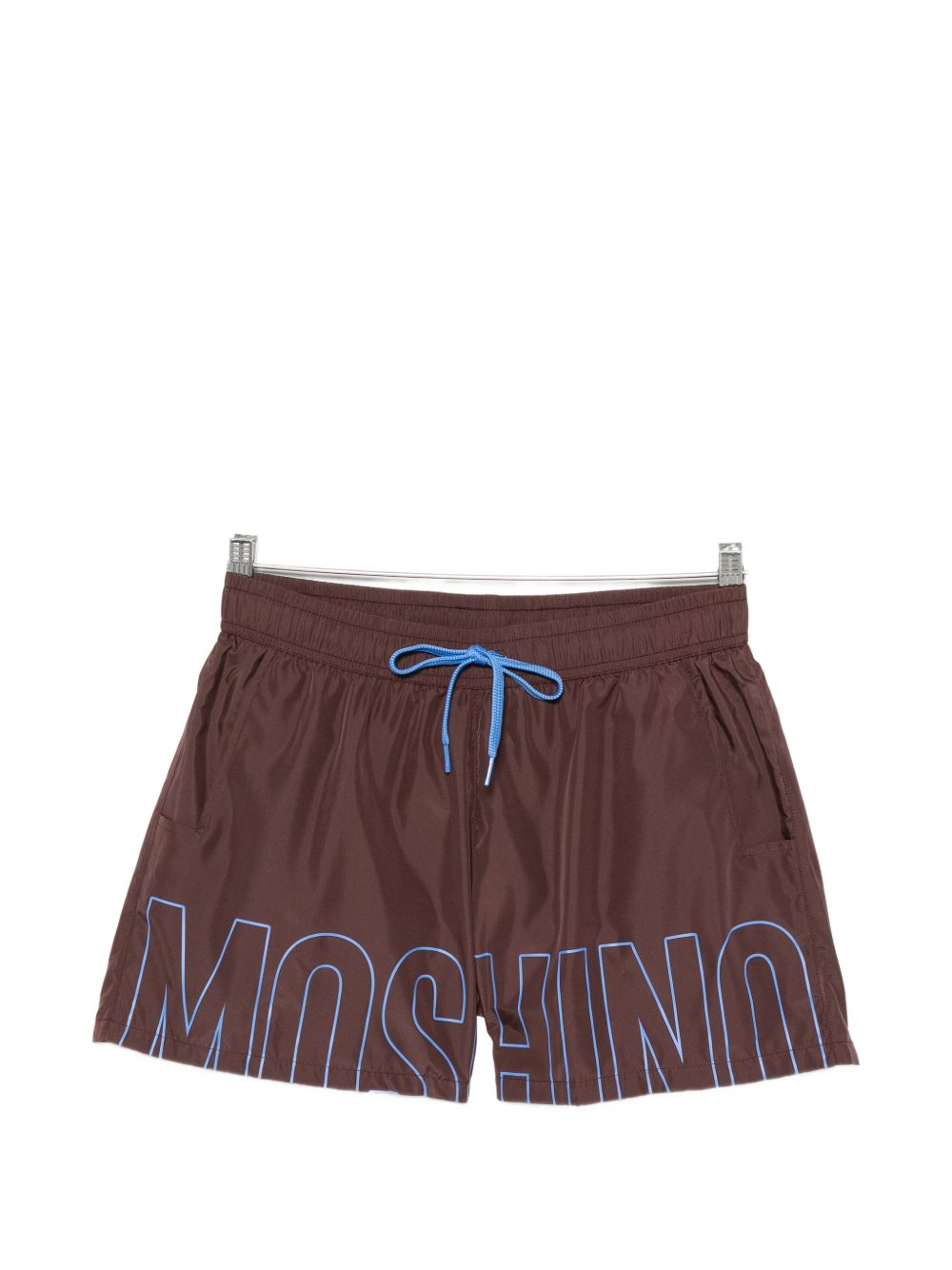 Brown Logo Print Drawstring Swim Shorts