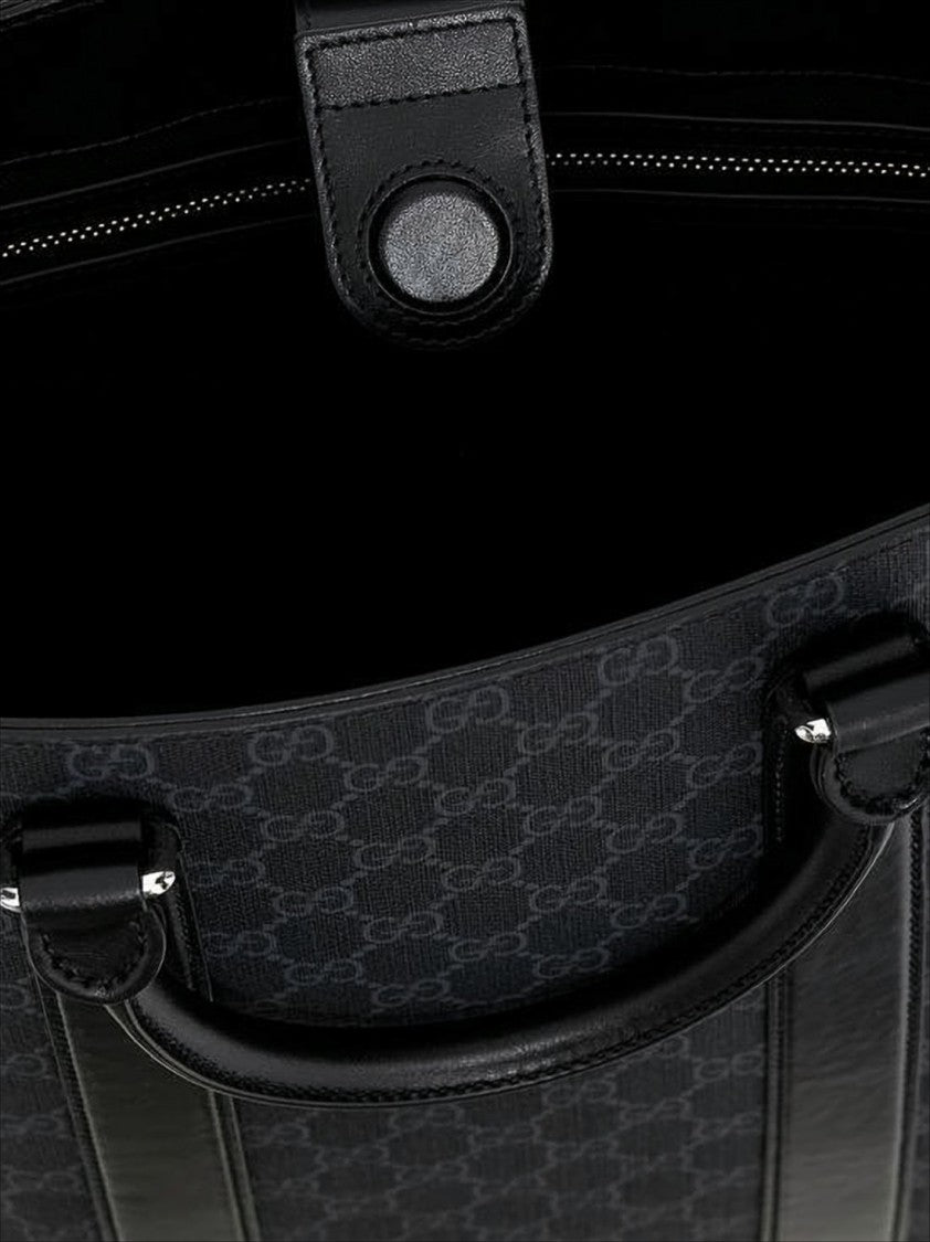 Canvas Tote Bag with Monogram Pattern