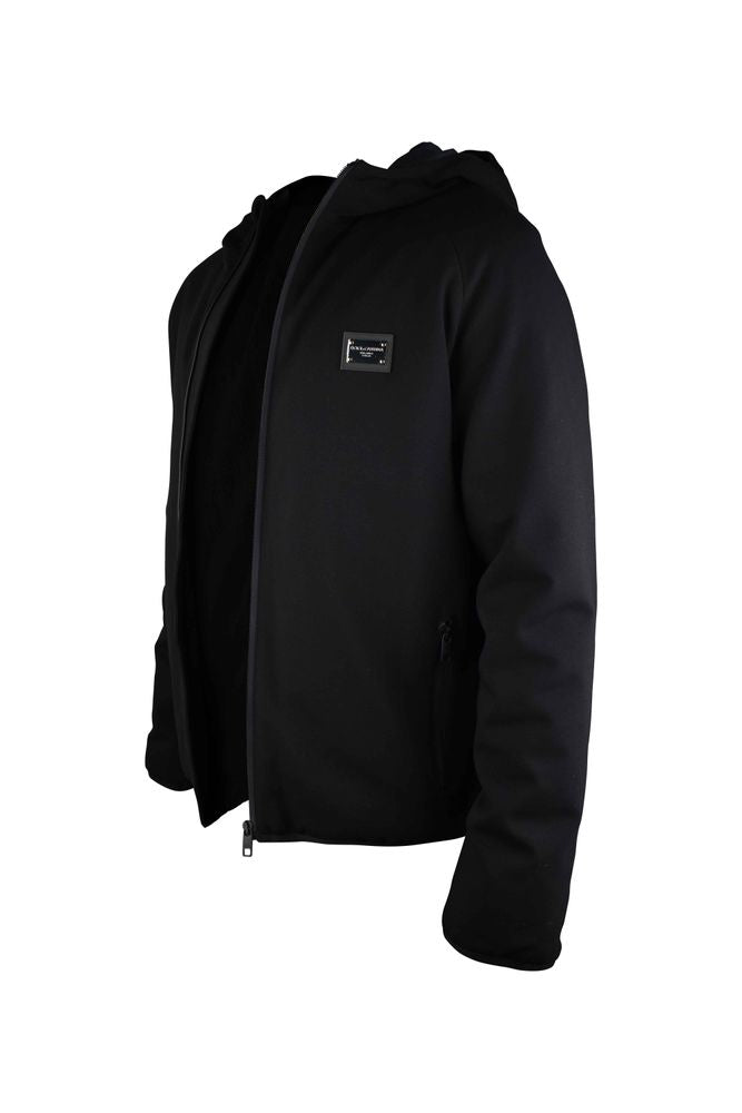 Hooded Black Vest In Stretch Technical Jersey