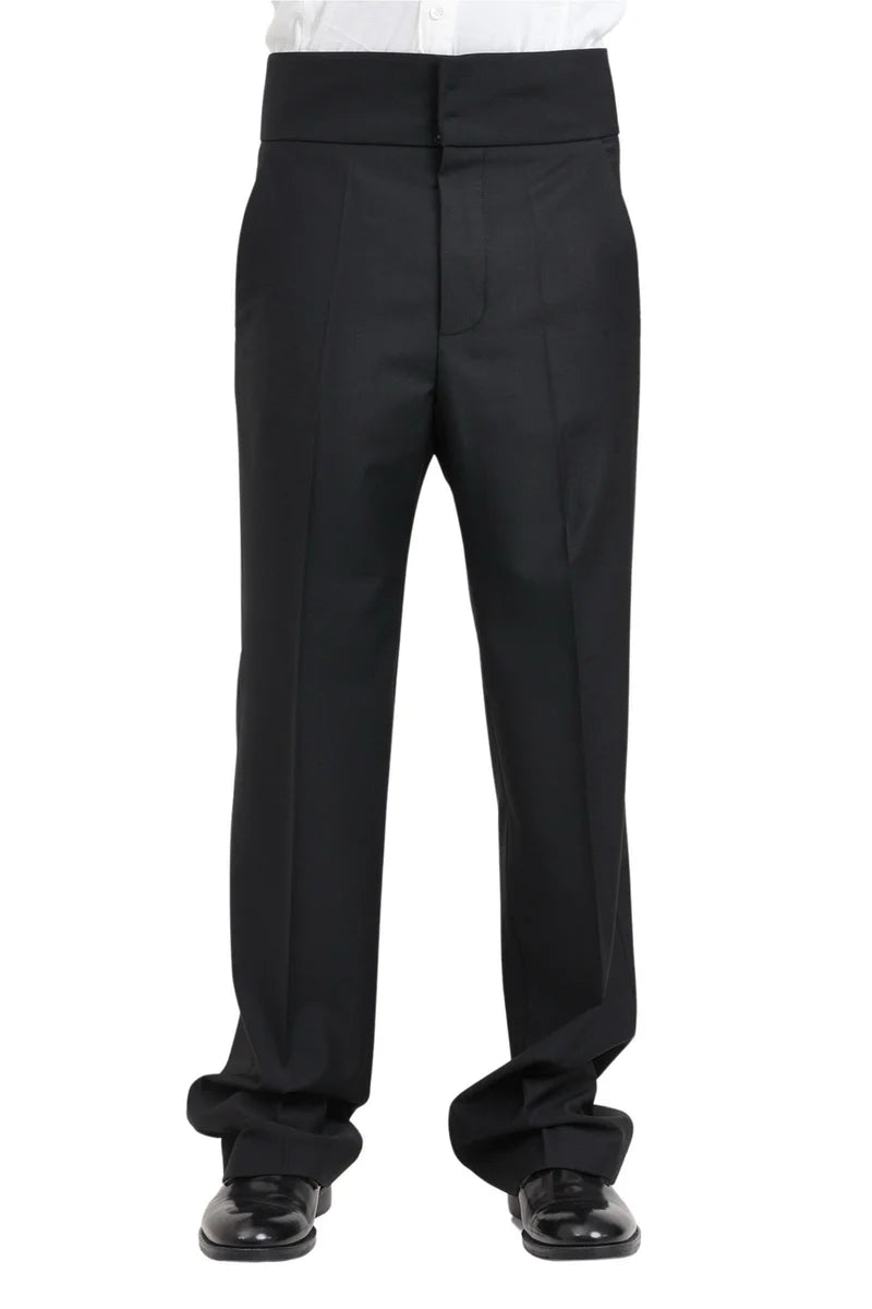 Wool Elastane Trousers - Black