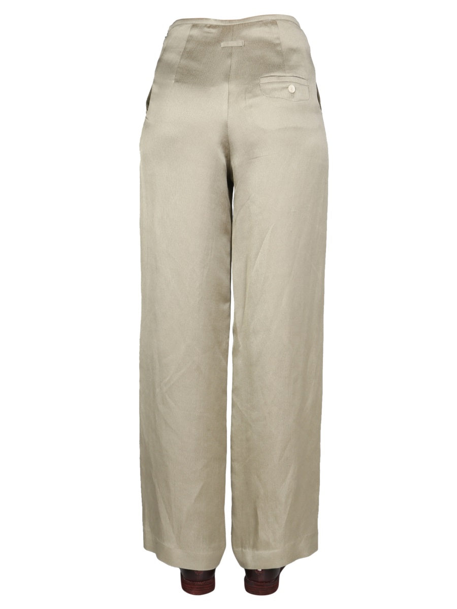 Wide-Leg Satin Trousers With Side Hook