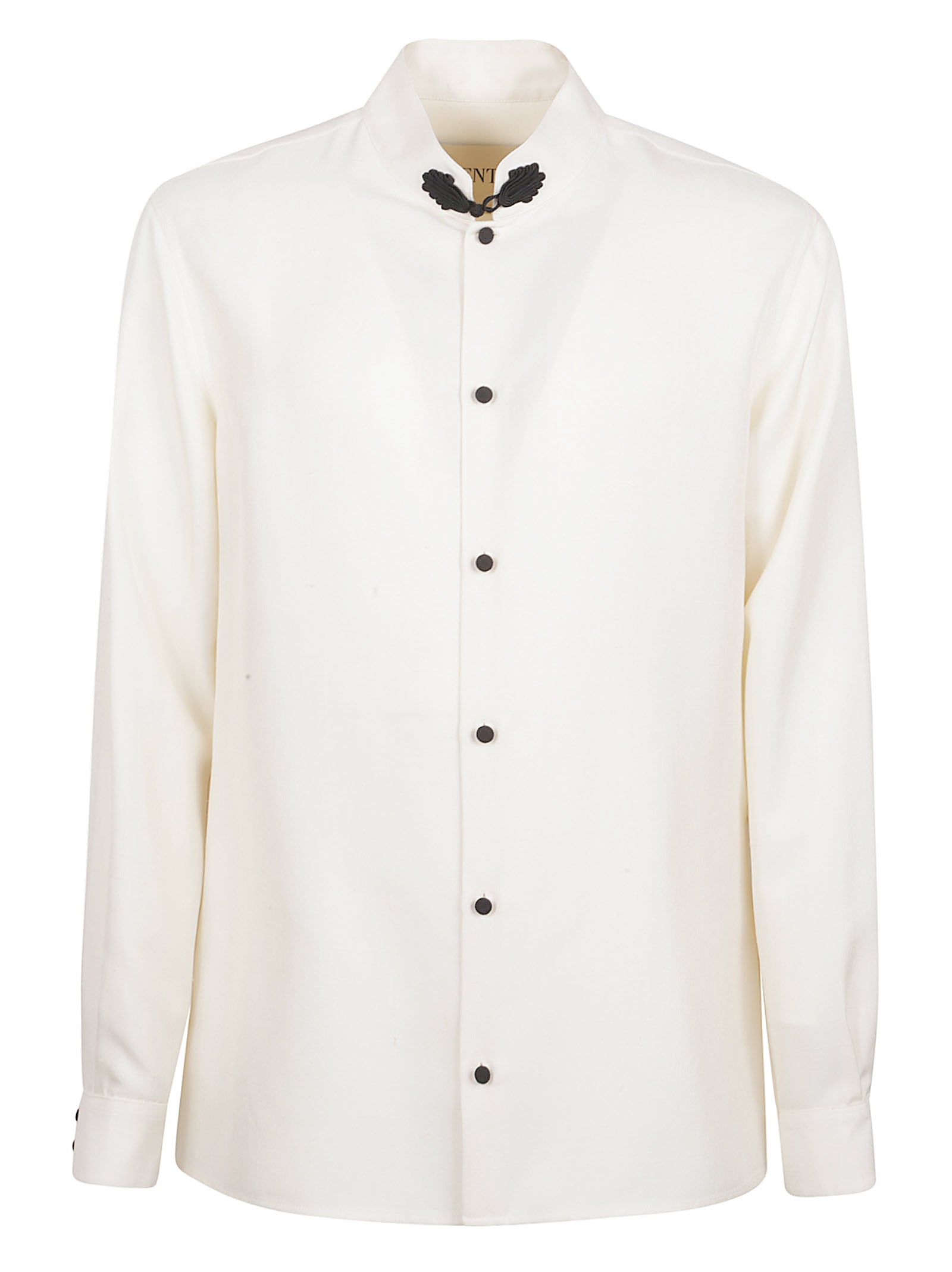 Silk Shantung Shirt with Mandarin Collar