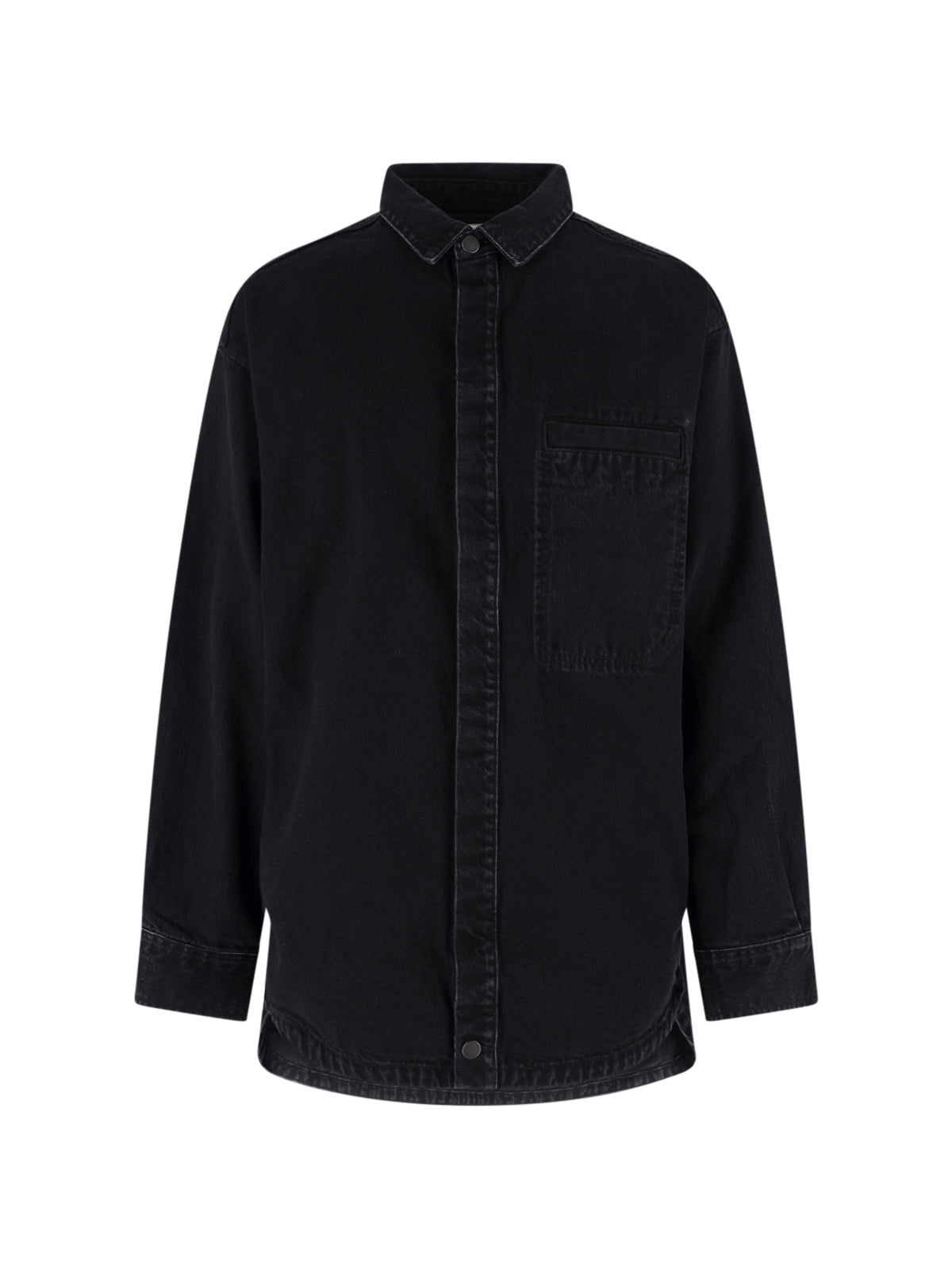 Black Long-Sleeve Concealed Button Shirt