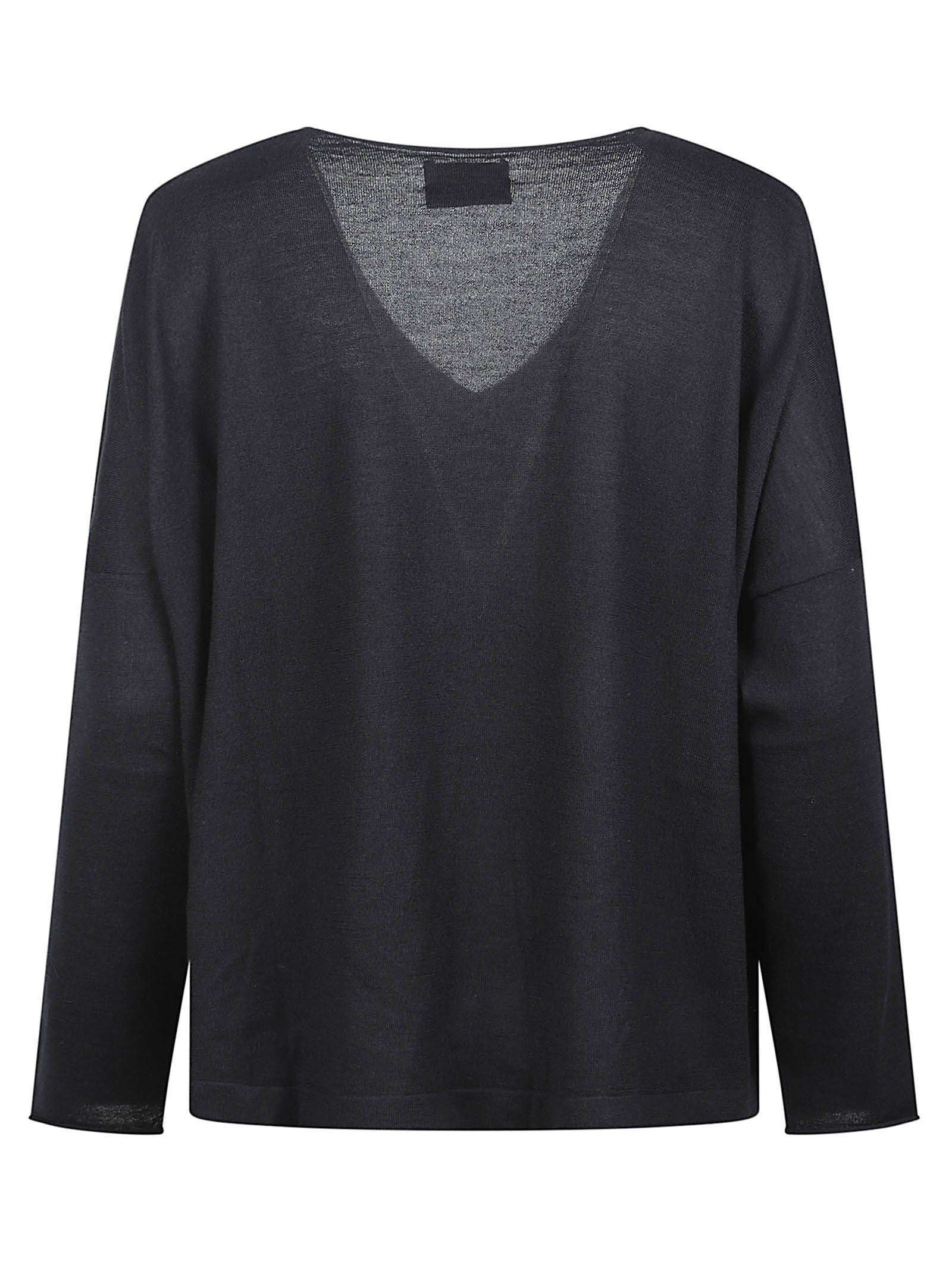 Relaxed V-Neck Long-Sleeved Top