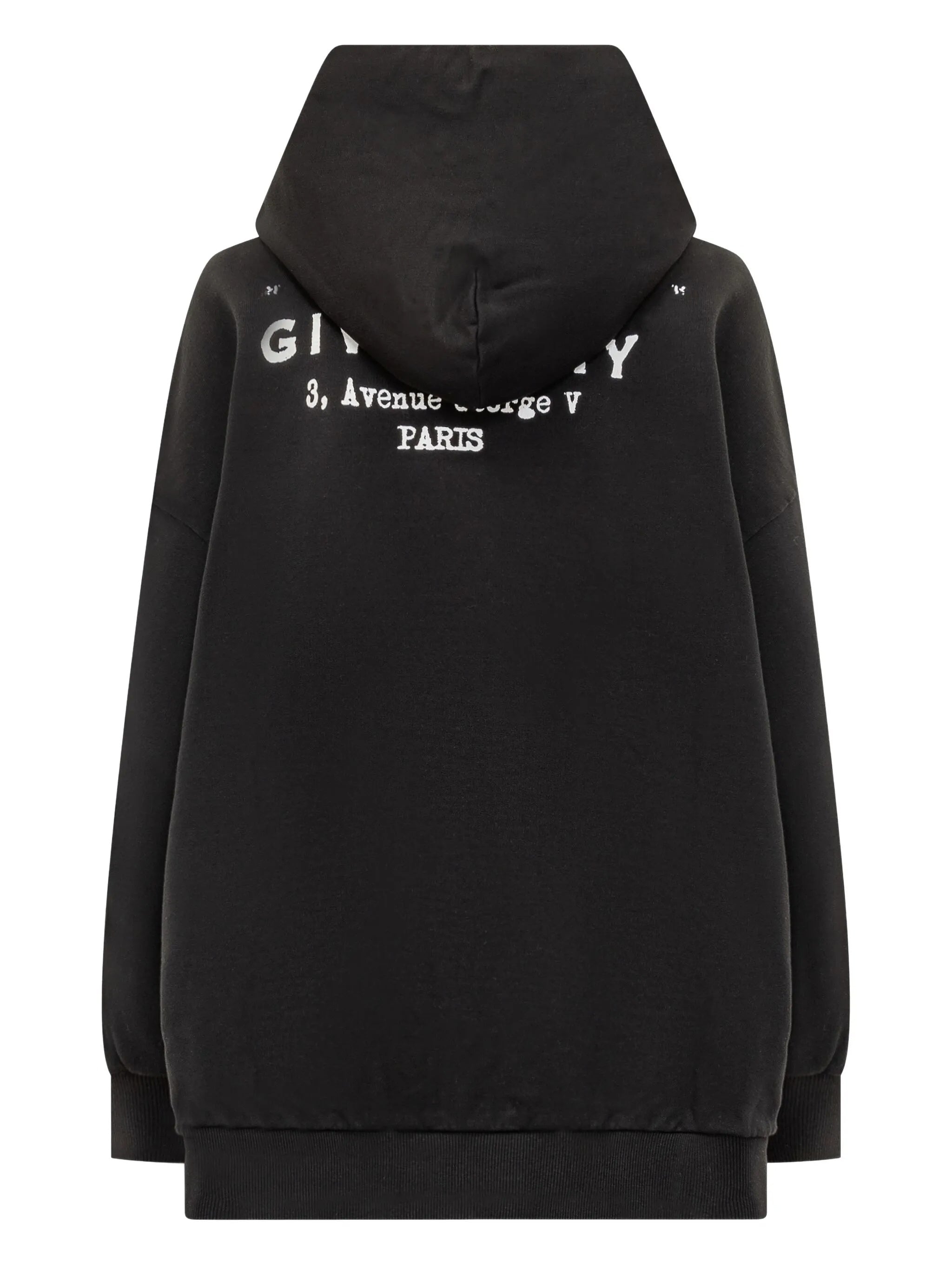 Relaxed Fit Black Cotton Graphic Hoodie