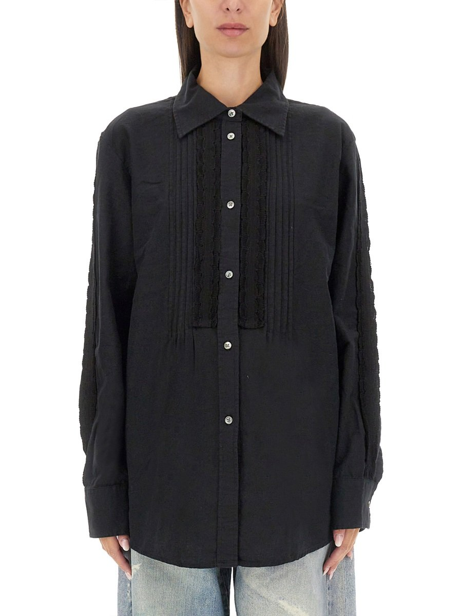 Long-Sleeved Black Casual Shirt