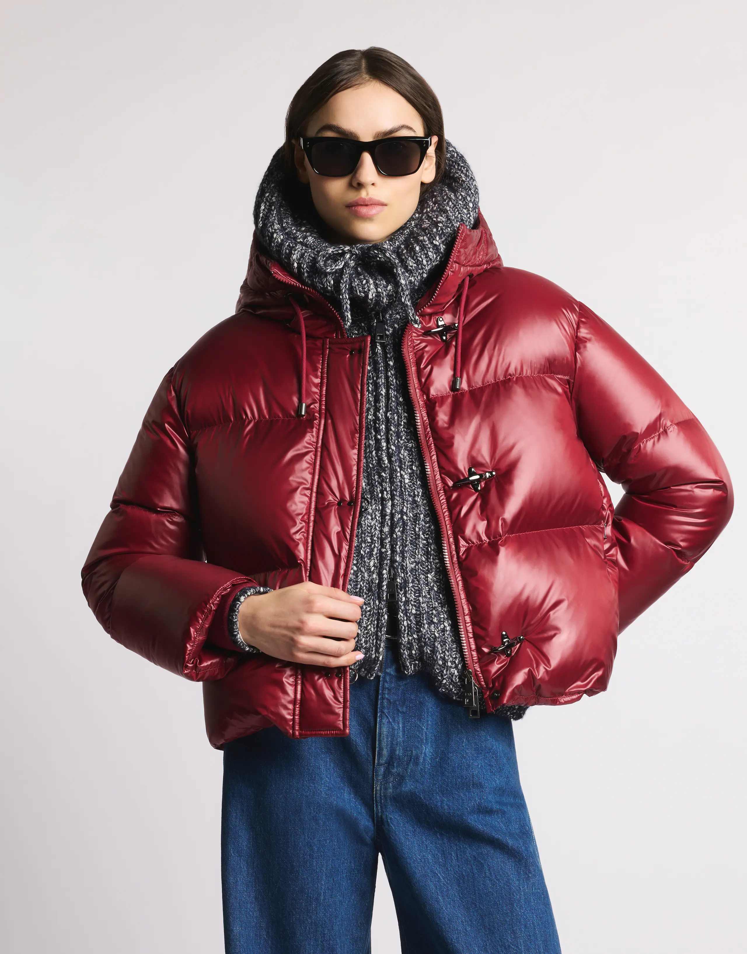 Cardinal Red Puffer Jacket With Hood