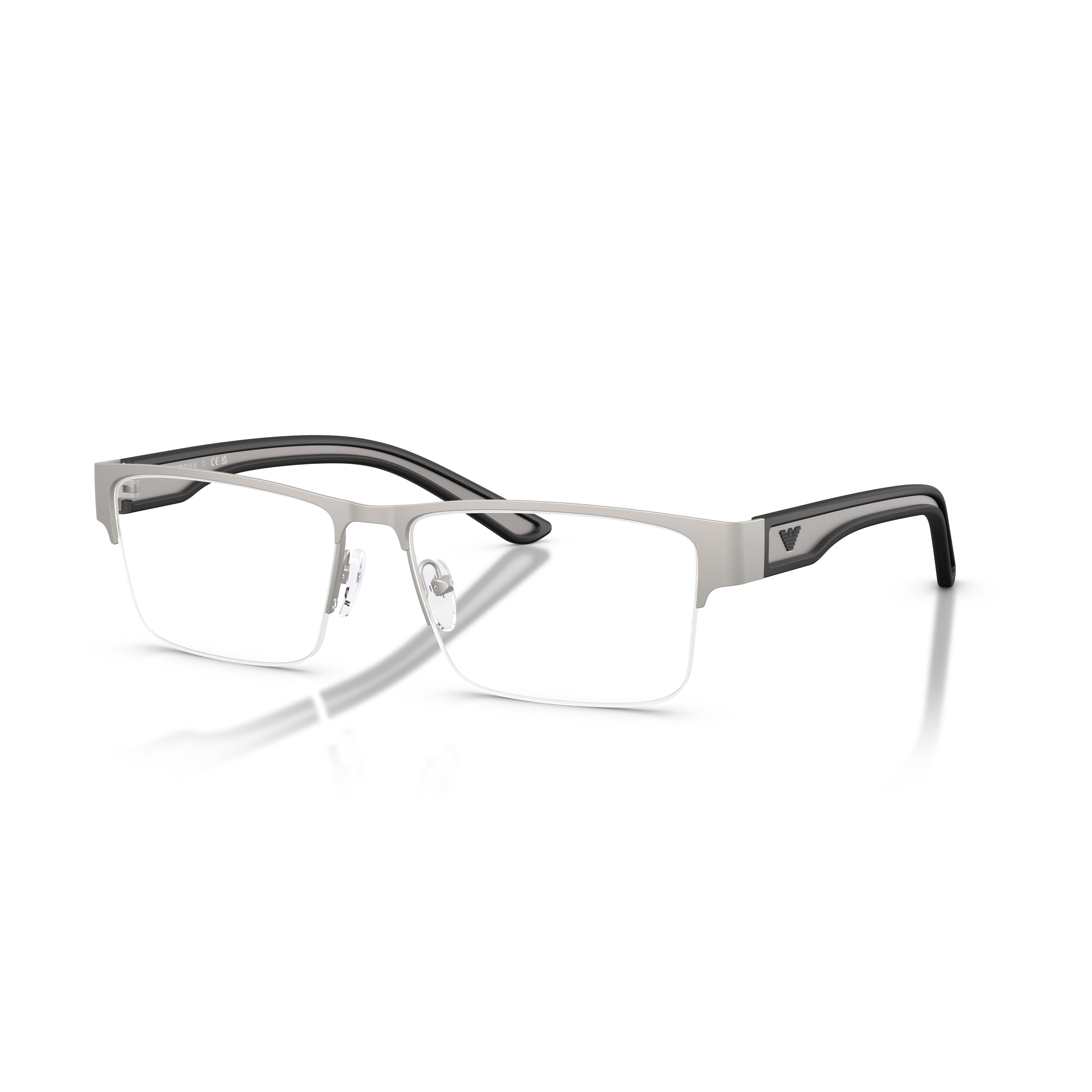 0ea1182 Semi-Rimless Rectangular Eyeglasses with Silver and Black Accents