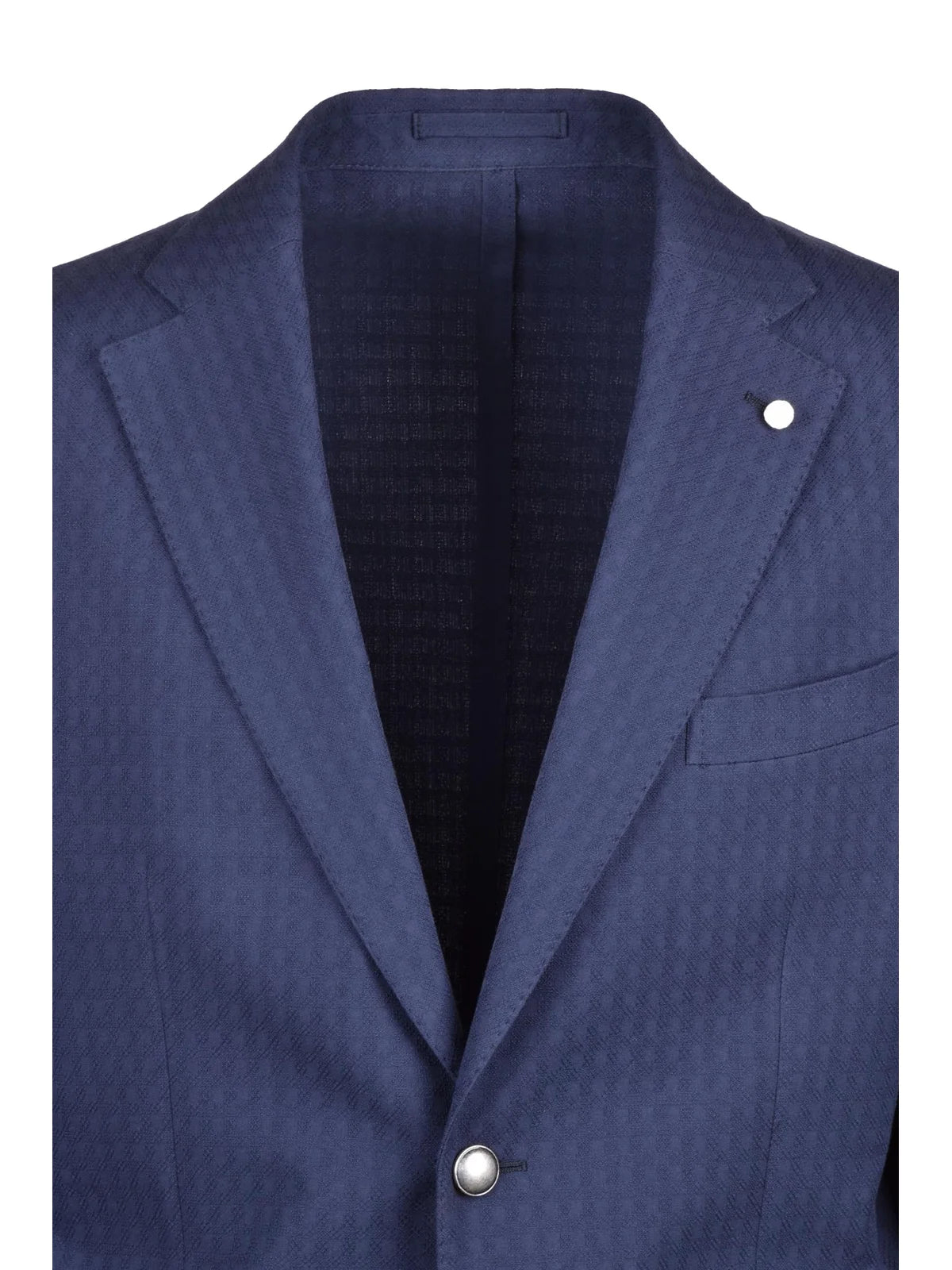 Cotton Rounded Blazer - Navy Blue