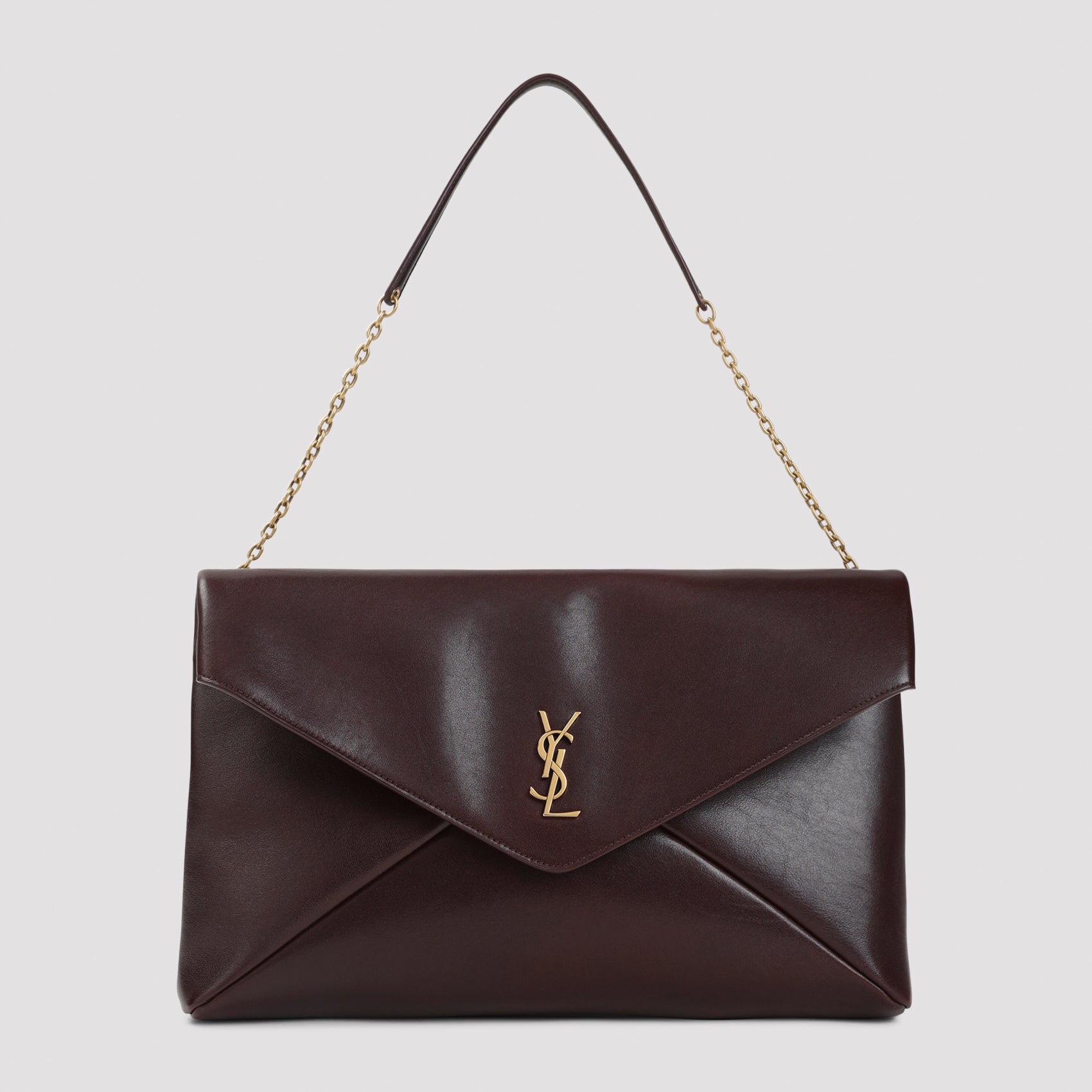 Envelope-Style Handbag In Smooth Dark Calf Leather