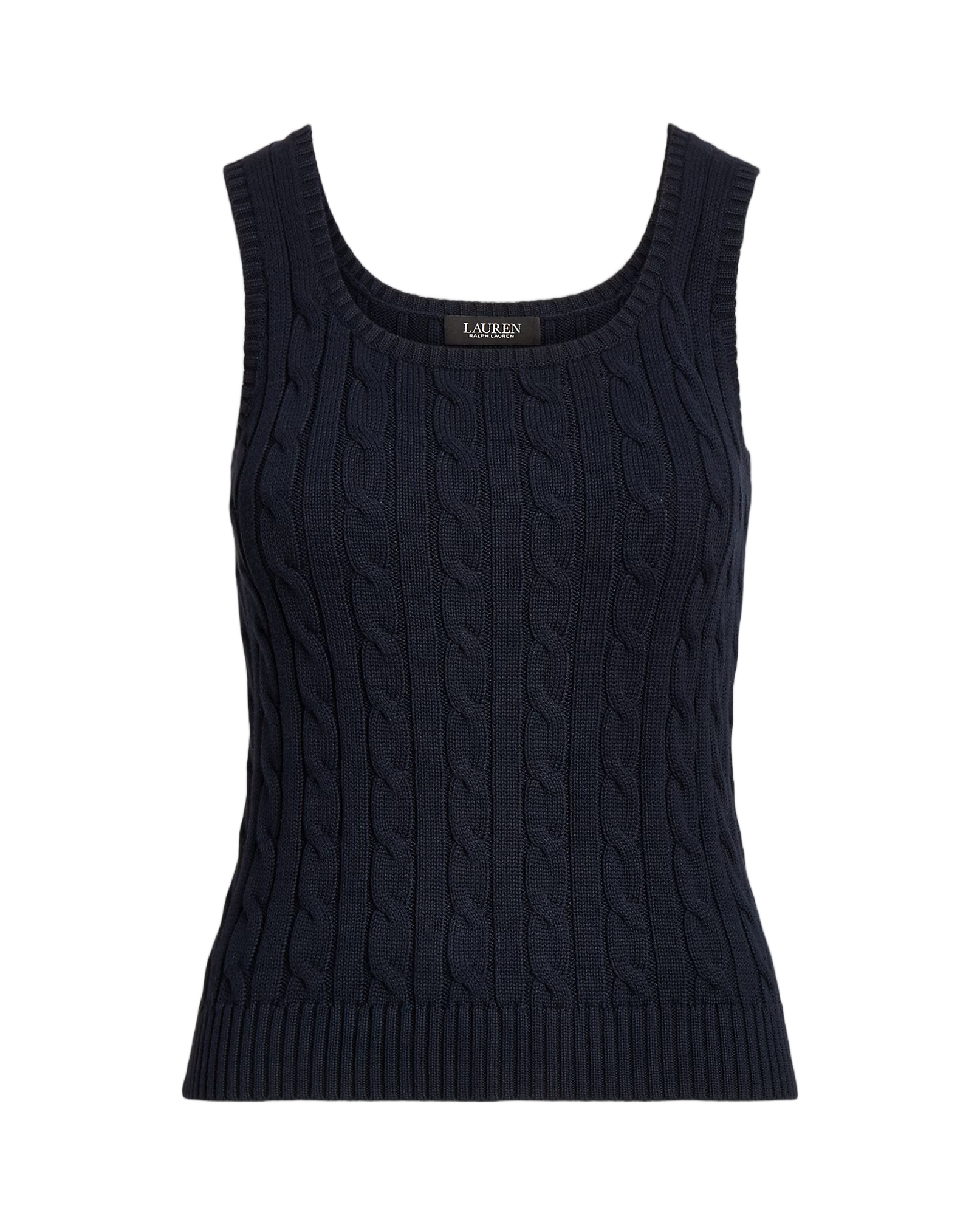 Gassed Cotton Cable Knit Sleeveless Pullover