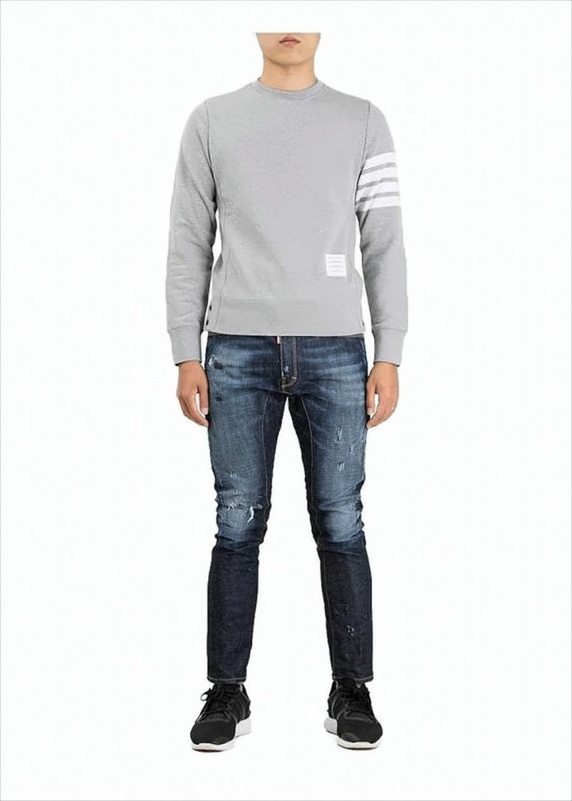 Crew Neck Sweatshirt with Horizontal Stripe Detail