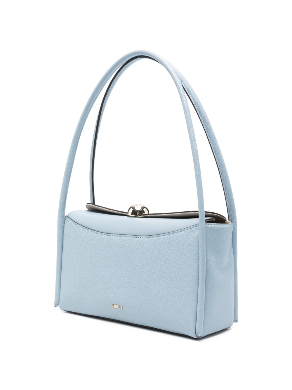Rectangular Pastel Blue Leather Handbag