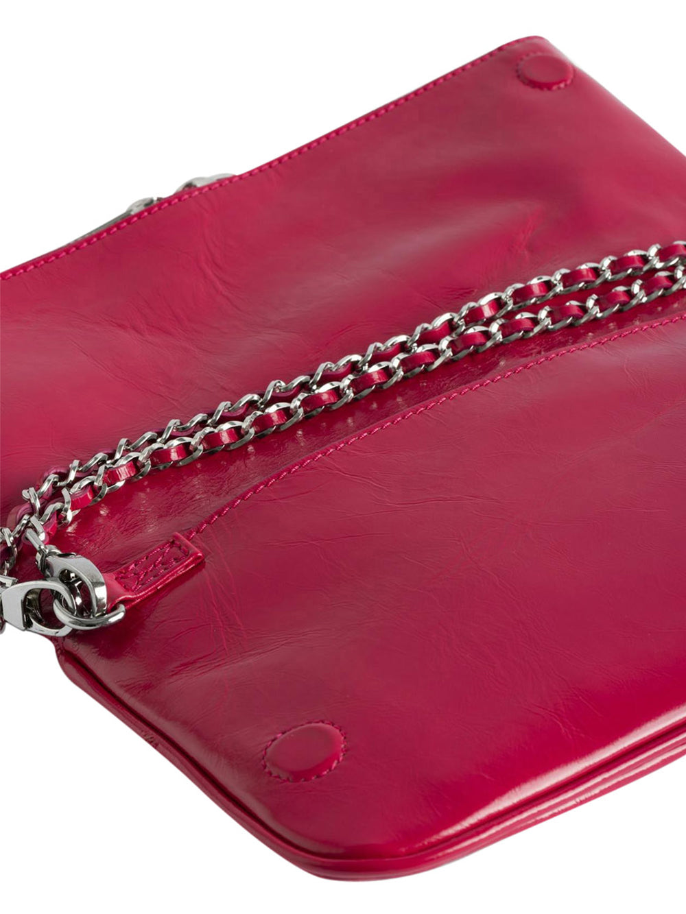 Rectangular Pink Clutch Bag with Silver Emblem