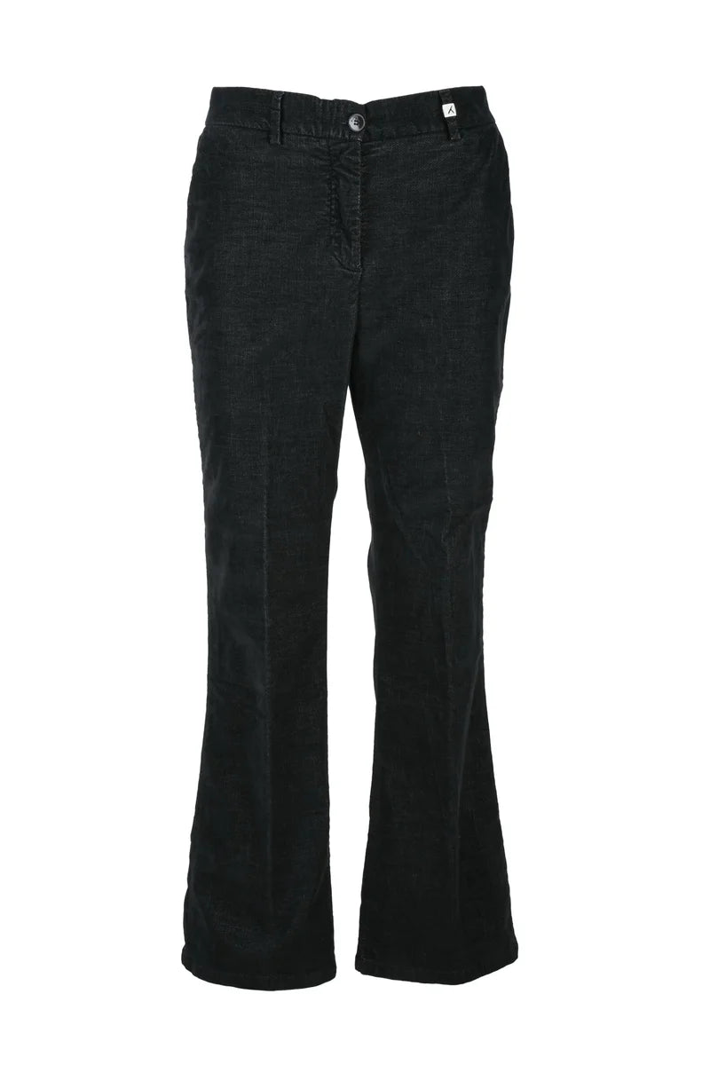 Straight-Leg Black Trousers with Mid-Rise Waist