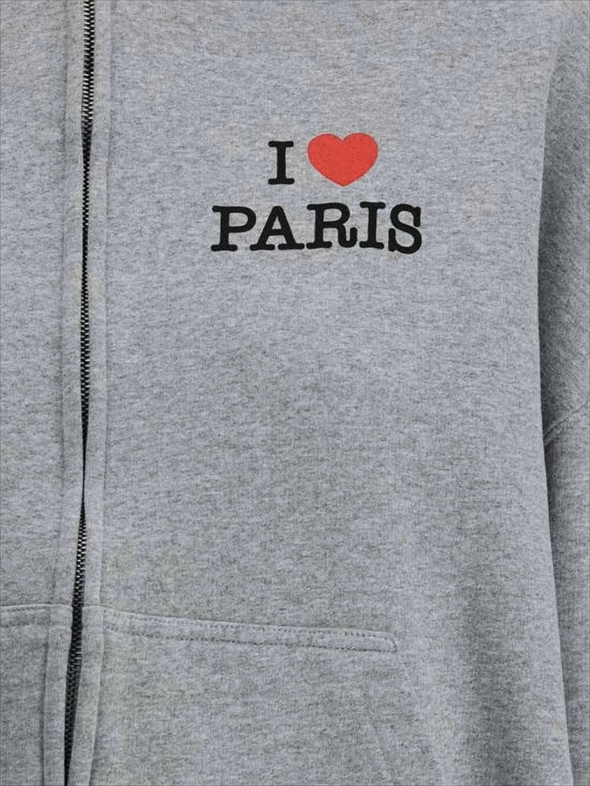 Relaxed Fit Zip-Up Hoodie With Heart Graphic