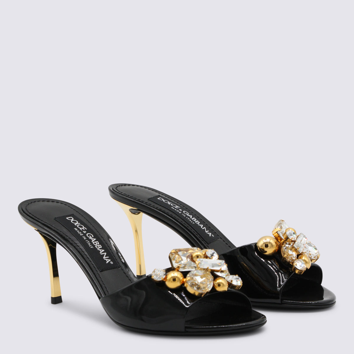 Black Crystal-Detail Sandals