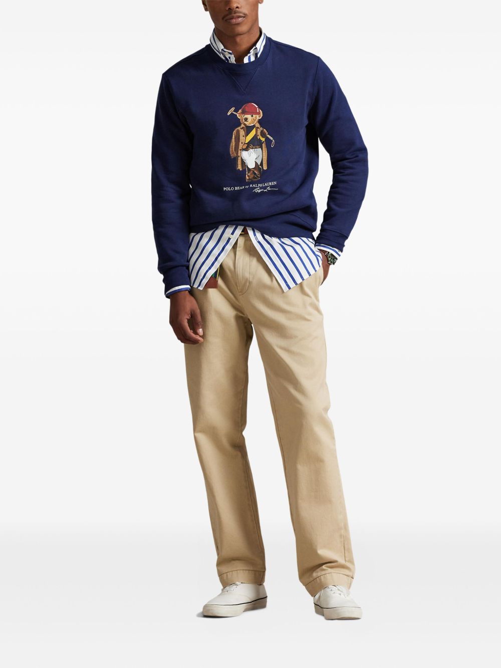 Crew Neck Sweatshirt with Equestrian Bear Graphic