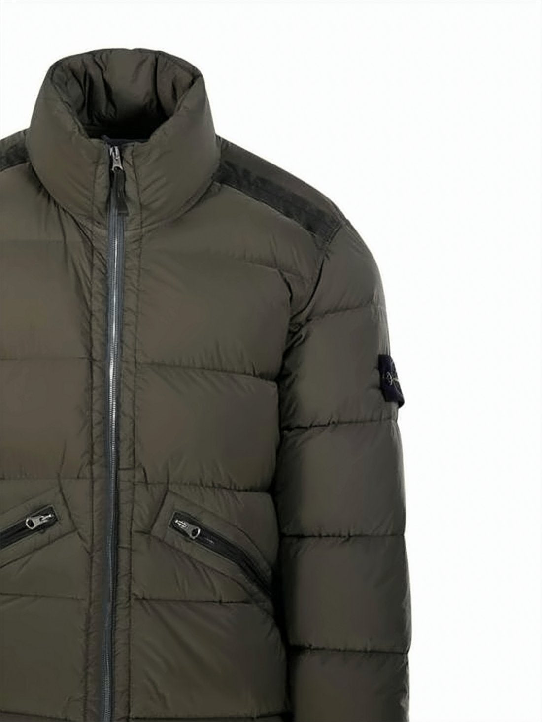 Quilted High-Collar Padded Jacket with Zippered Pockets