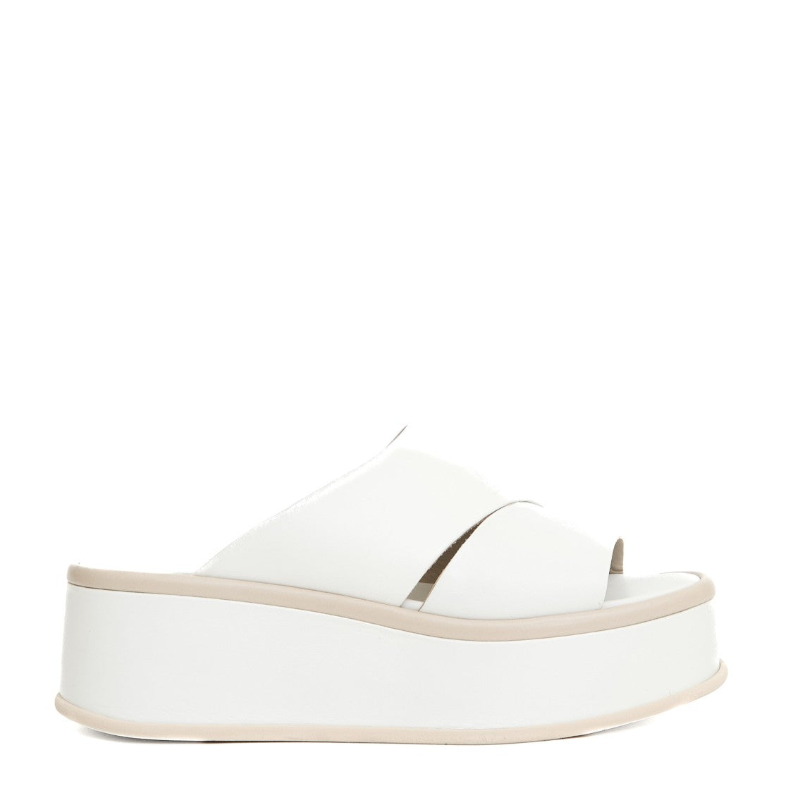 5Cm Wedge Slipper White Leather