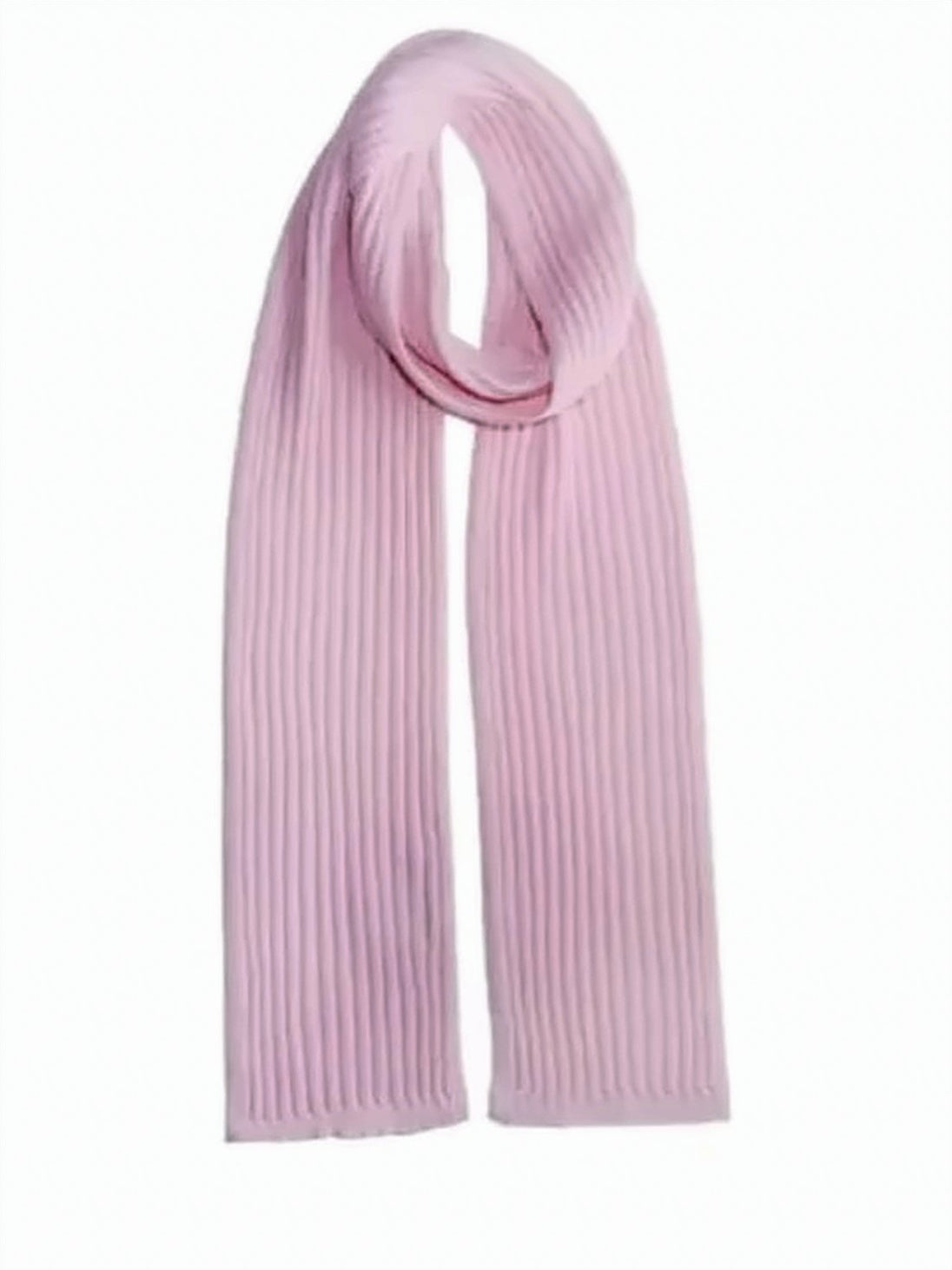 Ribbed Pink Merino Wool Scarf
