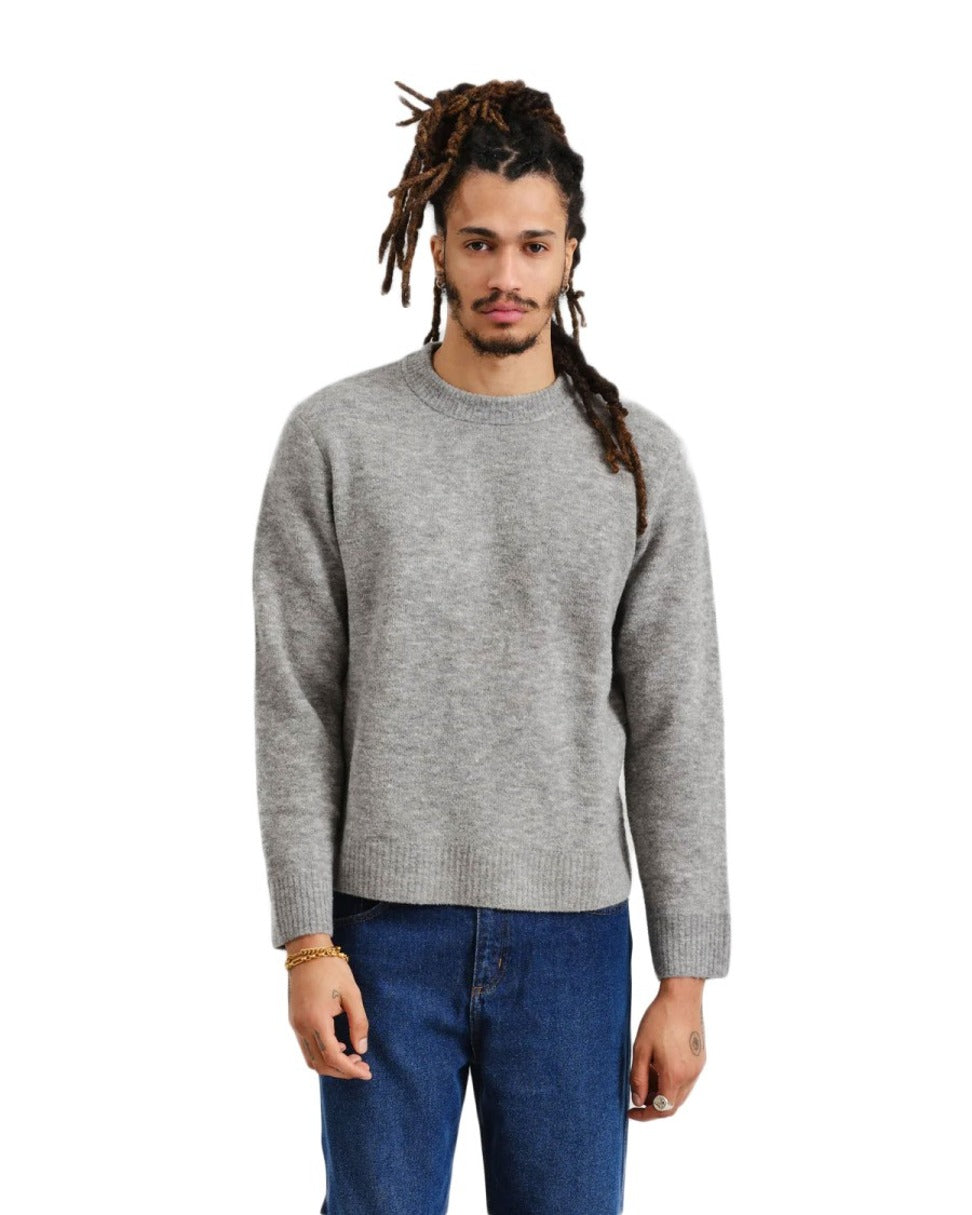 Soft Grey Marl Midweight Knit Crewneck Sweater