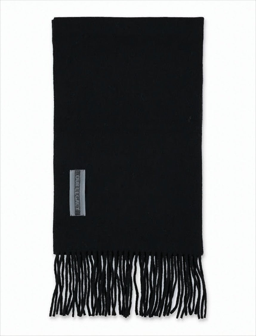 Rectangular Black Wool Scarf