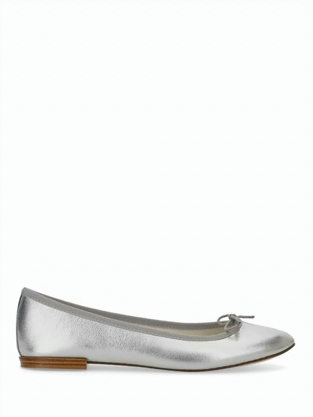 Metallic Silver Calf Leather Ballet Flats