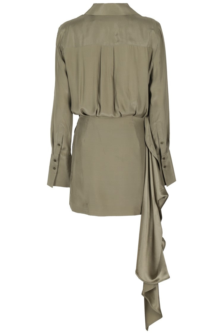 Green Silk Mini Dress With Gravia Pattern