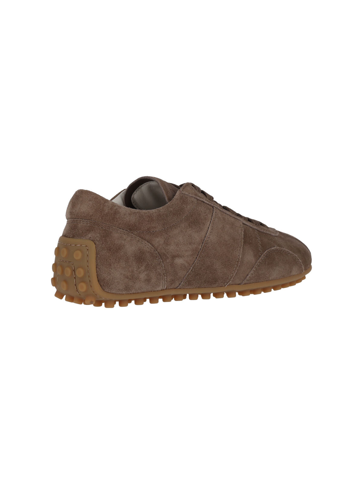 Brown Suede Low-Profile Sneakers with Tonal Stitching